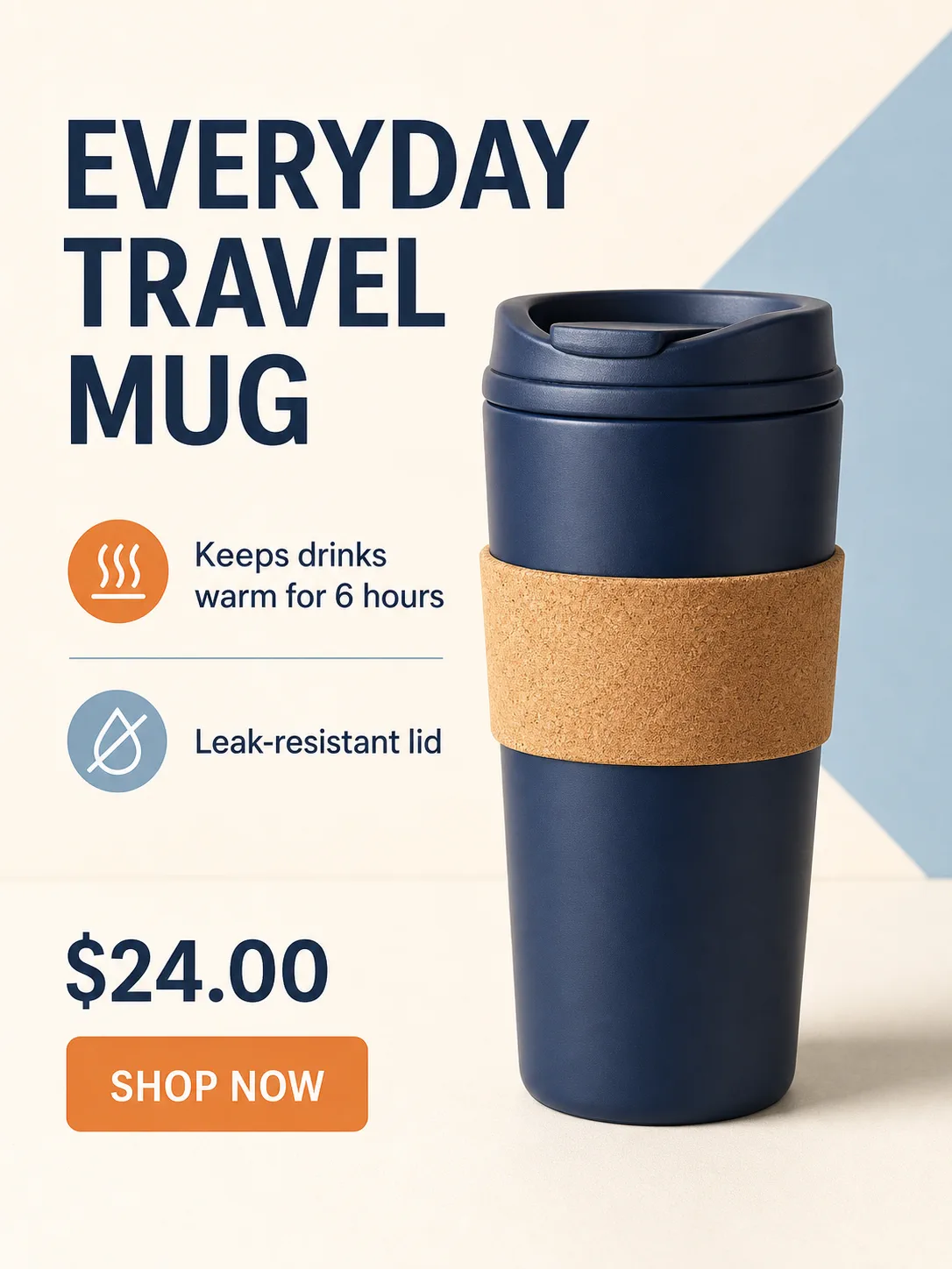 AI image translator example with an English travel mug poster before translation